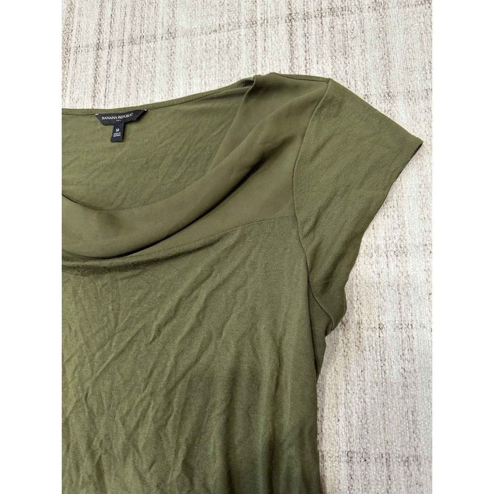 Banana Republic Women's Shirt M -Green Basic Minimal Stretch Casual Classic Cowl - Picture 3 of 5